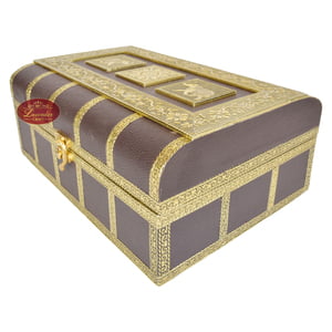 Antique Look, Brown Artificial Leather Finish, Wooden Handmade 2-roll Bangle Box